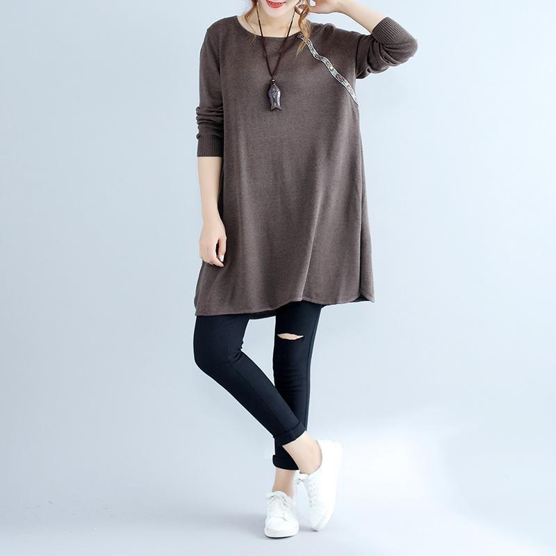 2025 fall fashion cotton women sweater dresses oversize chocolate cozy knit dress