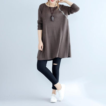 2025 fall fashion cotton women sweater dresses oversize chocolate cozy knit dress