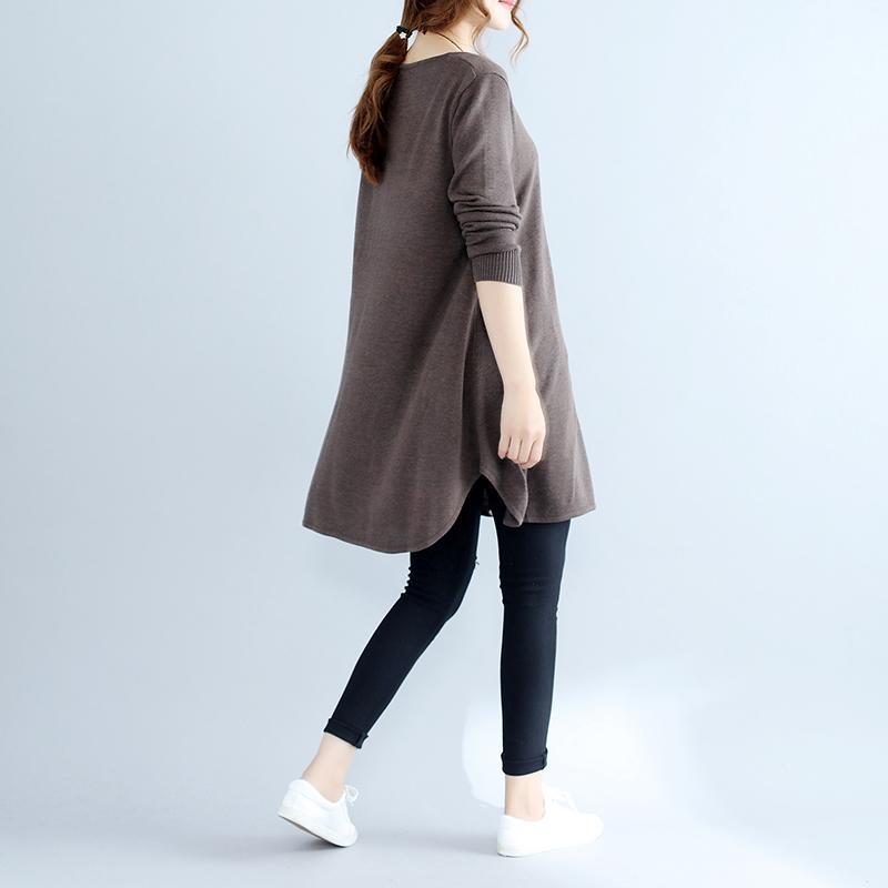 2025 fall fashion cotton women sweater dresses oversize chocolate cozy knit dress