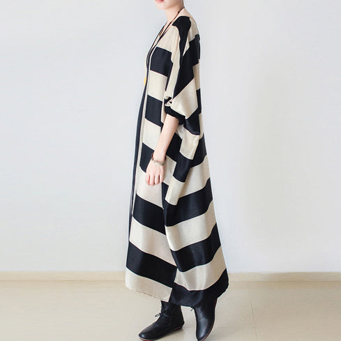2025 fall oversized stripe dresses plus size dress baggy caftans no limit to weight