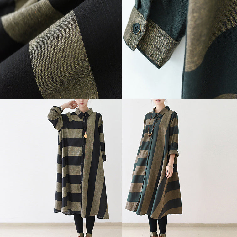 2025 fall strip linen maxi dresses plus size casual cotton caftans gown
