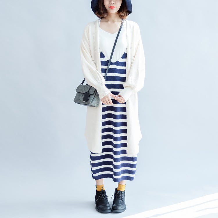 2025 new beige hollow out cotton cardigan plus size big lantern sleeve knit outwear