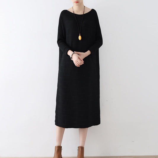 2025 winter black sweater dresses plus size knit dress warm cotton winter clothing outwear