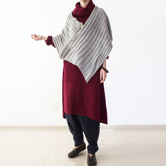 2025 winter burgundy cotton knit sweater dresses plus size turtle neck warm winter dress