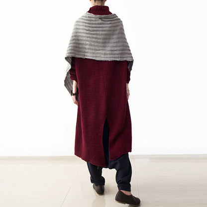 2025 winter burgundy cotton knit sweater dresses plus size turtle neck warm winter dress