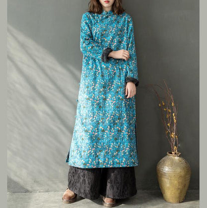 2025 New yellow floral spring dresses Chinese element Women Thicken Long Dresses