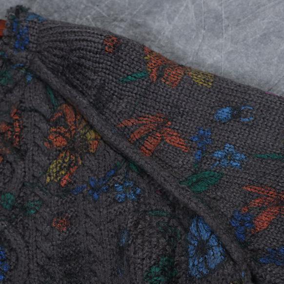 2018 New Vintage Loose Print Thicken Long Sweater Coat For Women - SooLinen