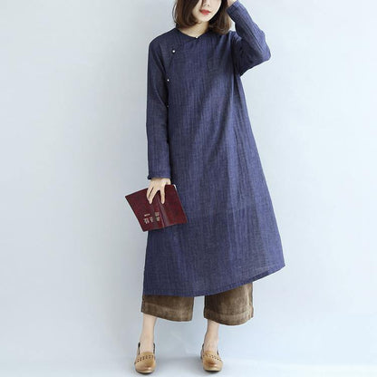 2018 spring long cotton dresses vintage maxi dress gown caftan traveling dress - SooLinen