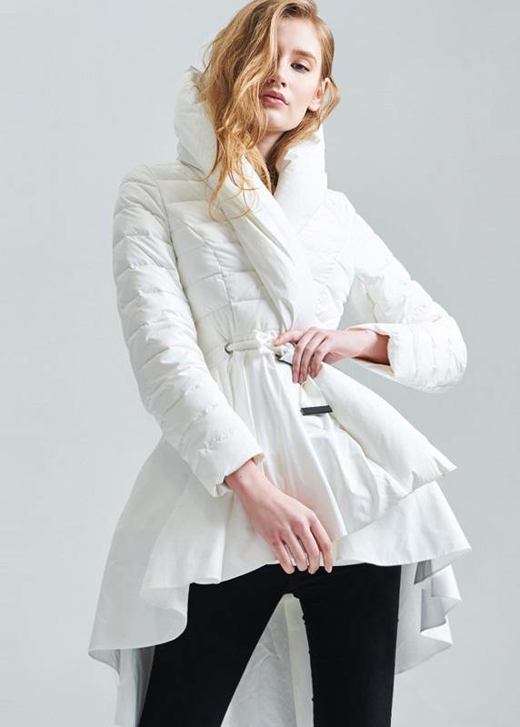 2019 casual snow jackets hooded overcoat black drawstring duck down coat - SooLinen