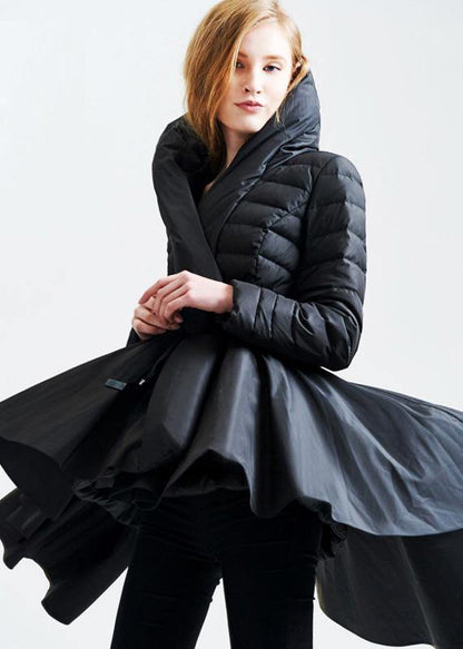 2019 casual snow jackets hooded overcoat black drawstring duck down coat - SooLinen