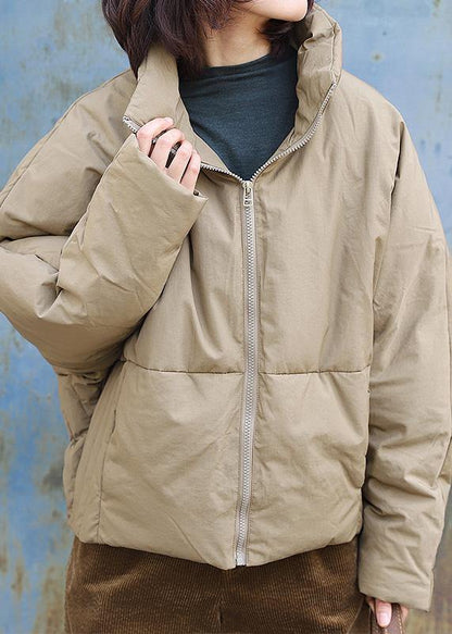 2019 light yellow down coat winter plus size clothing stand collar womens parka thick fine winter outwear - SooLinen