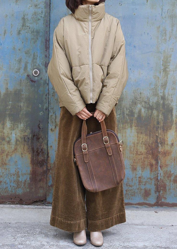 2019 light yellow down coat winter plus size clothing stand collar womens parka thick fine winter outwear - SooLinen