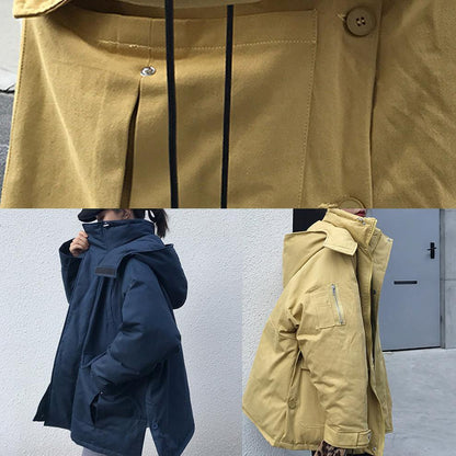 2019 plus size warm winter coat side open winter coats yellow hooded women parkas - SooLinen