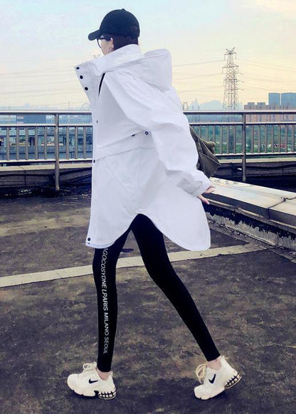 2019 plus size womens parka Jackets white hooded zippered down jacket woman - SooLinen