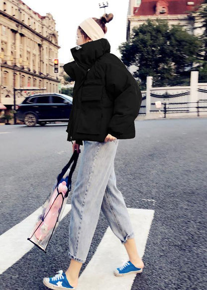 2021 plus size winter jacket overcoat black stand collar Large pockets goose Down coat - SooLinen