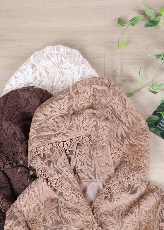 2021 Hooded Spring Tunic Dress Loose Lace dresses - SooLinen