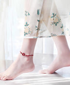 2024 New Red Hand Woven Cinnabar Ping Buckle Adjustable Anklet