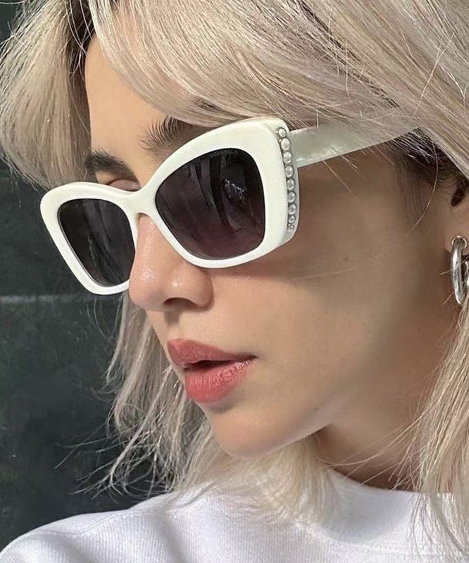 2025 New Chic White Nail Bead Sunglasses