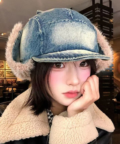 2025 New Denim Winter Warm Fleece Ear Protection Hat