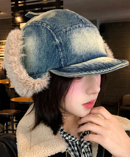 2025 New Denim Winter Warm Fleece Ear Protection Hat