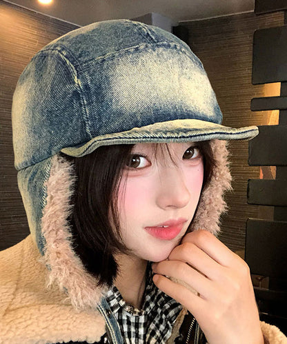 2025 New Denim Winter Warm Fleece Ear Protection Hat