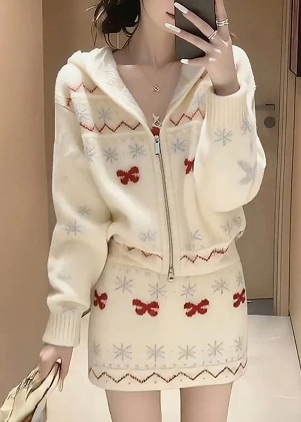 2025 New Knitted Sweaters And Skirt Two Pieces Set Winter