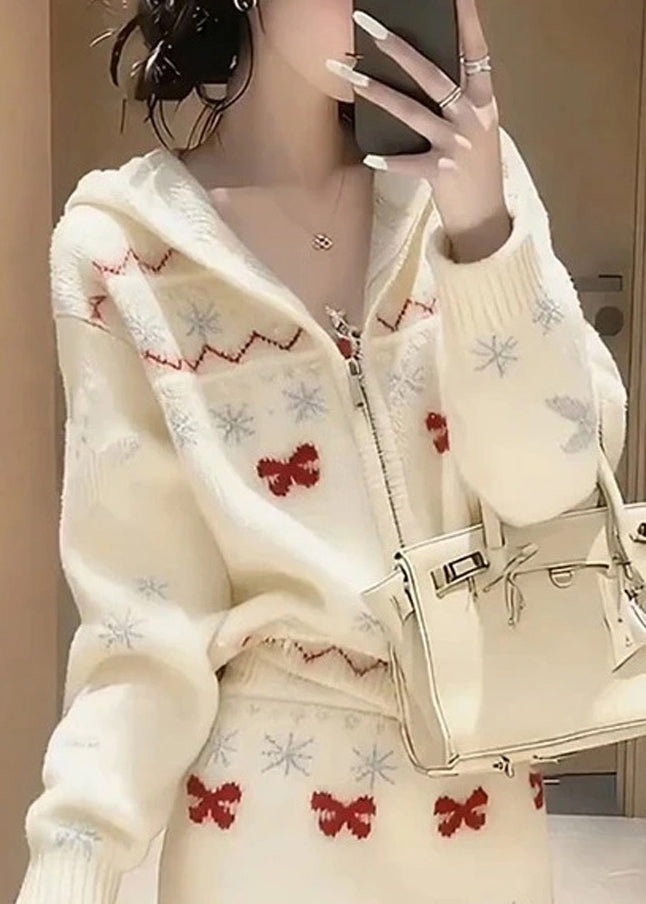 2025 New Knitted Sweaters And Skirt Two Pieces Set Winter