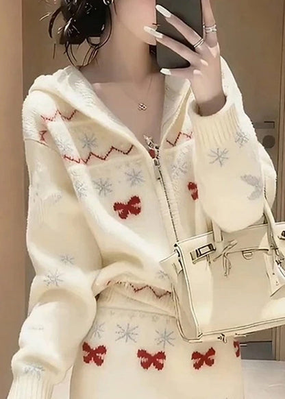 2025 New Knitted Sweaters And Skirt Two Pieces Set Winter