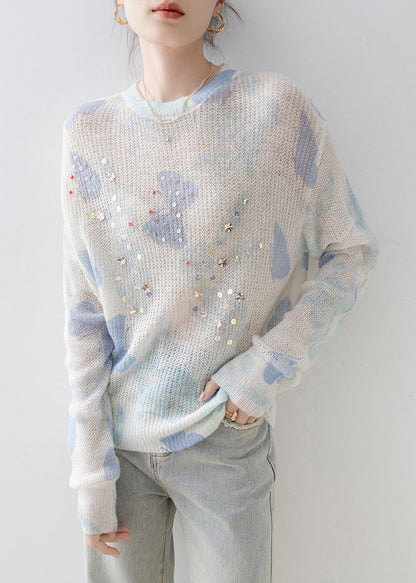 2025 New Stylish O Neck Sequins Knit Top Spring