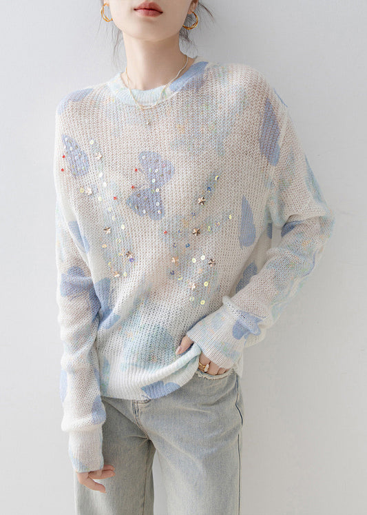 2025 New Stylish O Neck Sequins Knit Top Spring