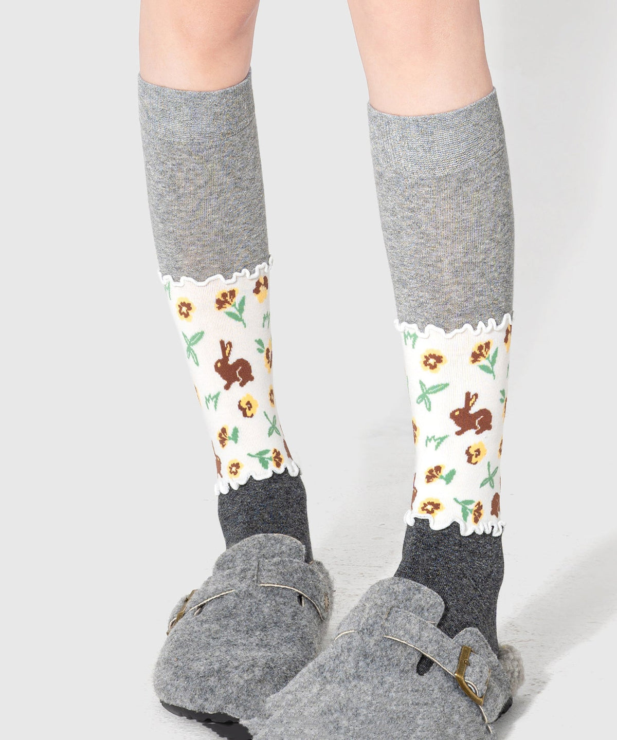 2026 Autumn Mid Socks Splicing Cute Animal Patterns