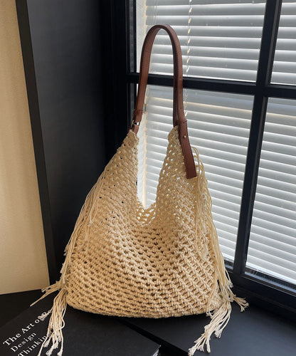 2026 New Beige Seaside Beach Holiday Knitted Weave Shoulder Bag