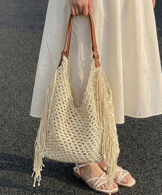 2026 New Beige Seaside Beach Holiday Knitted Weave Shoulder Bag