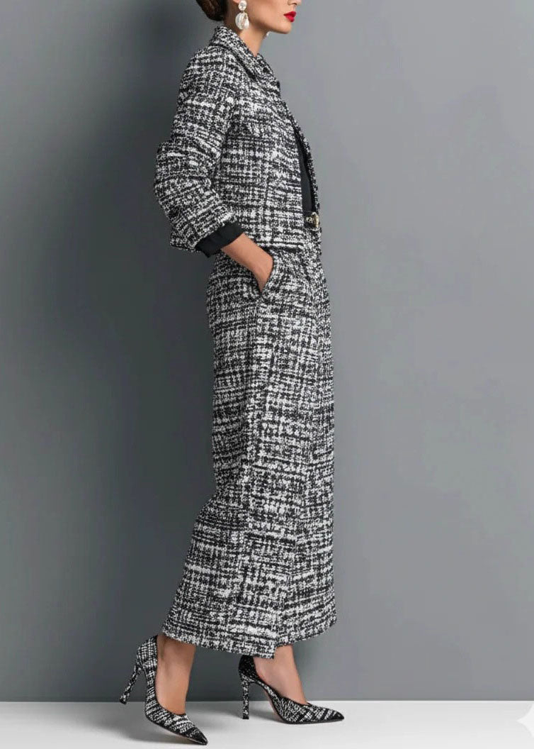 2026 New Black Collar Short Jacket And Pants Set Autumn