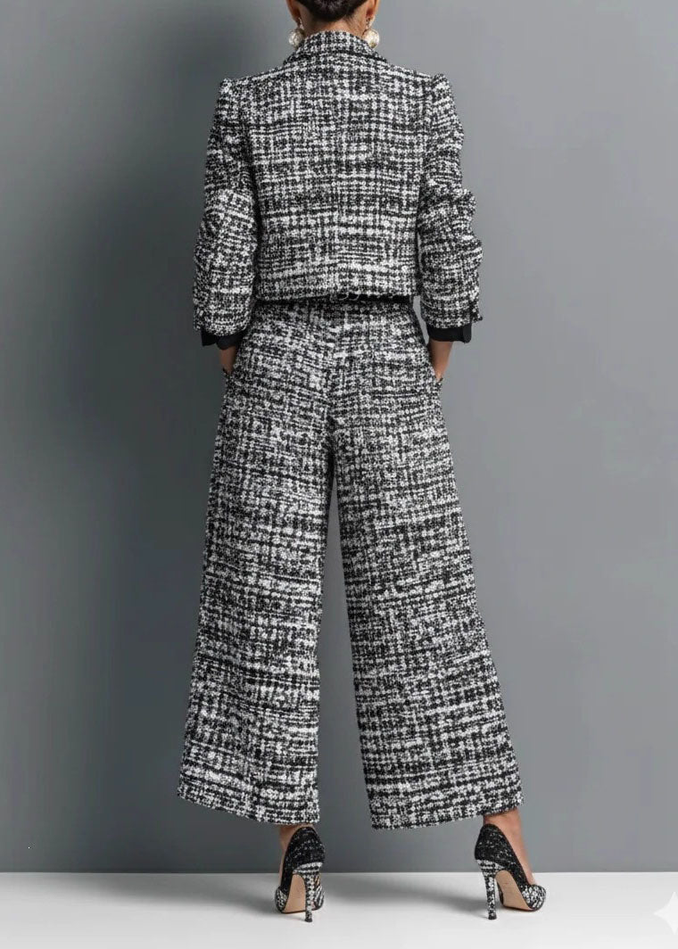 2026 New Black Collar Short Jacket And Pants Set Autumn