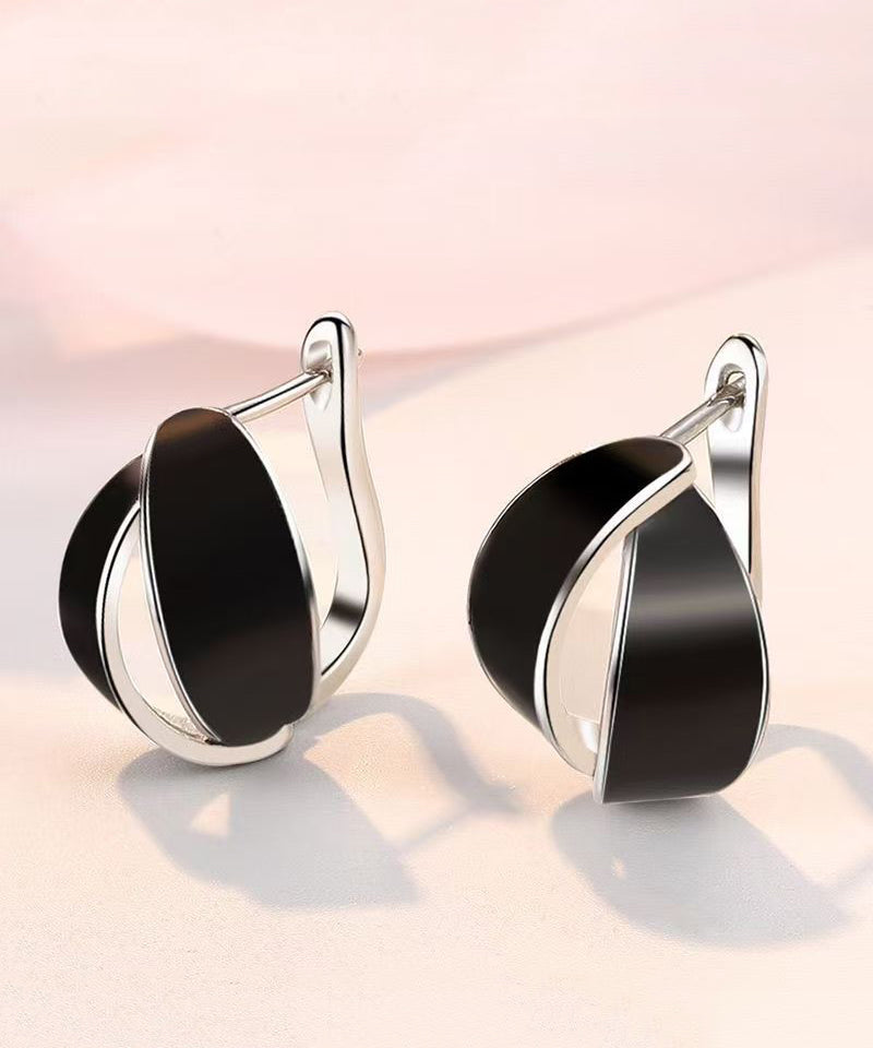 2026 New Black Copper Dipping Glaze Hoop Earrings
