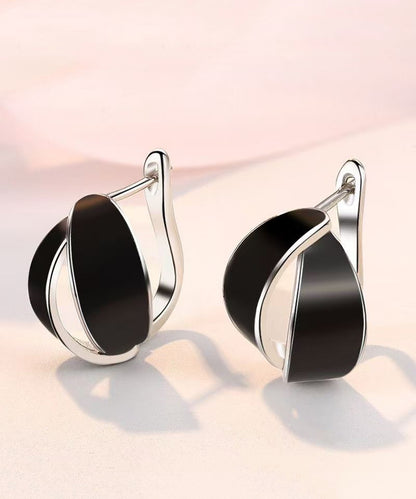2026 New Black Copper Dipping Glaze Hoop Earrings