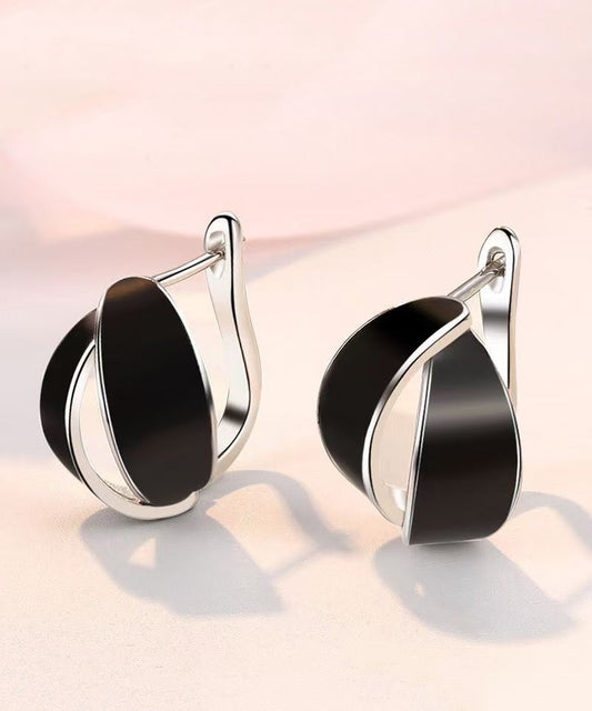 2026 New Black Copper Dipping Glaze Hoop Earrings