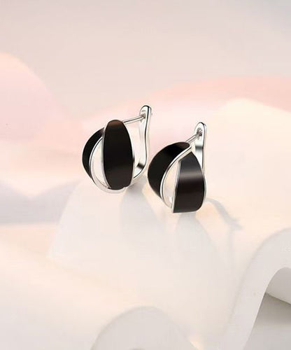 2026 New Black Copper Dipping Glaze Hoop Earrings