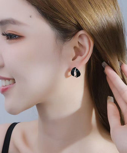 2026 New Black Copper Dipping Glaze Hoop Earrings