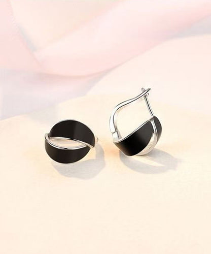 2026 New Black Copper Dipping Glaze Hoop Earrings