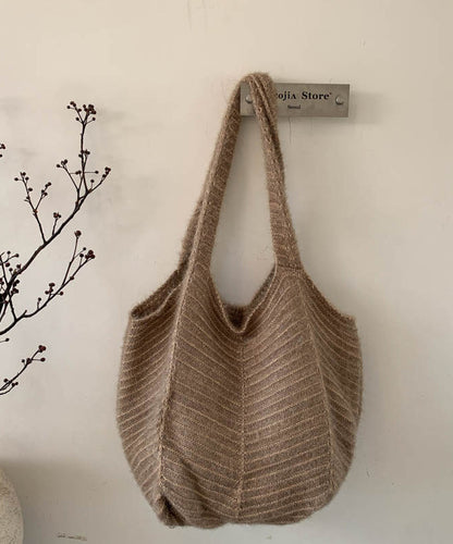 2026 New Brown Large Capacity Cotton Knitted Shoulder Bag