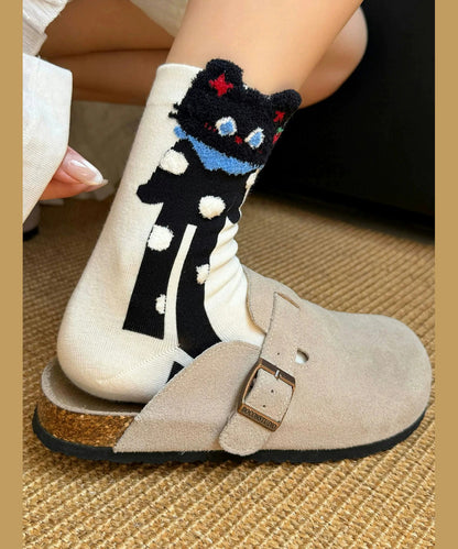 2026 New Cartoon Jacquard Ruffled Cotton Mid Calf Socks