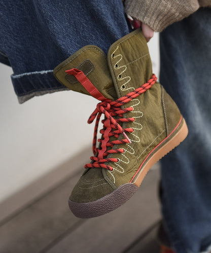 2026 New Casual Brown Lace Up Suede High Top Board Shoes