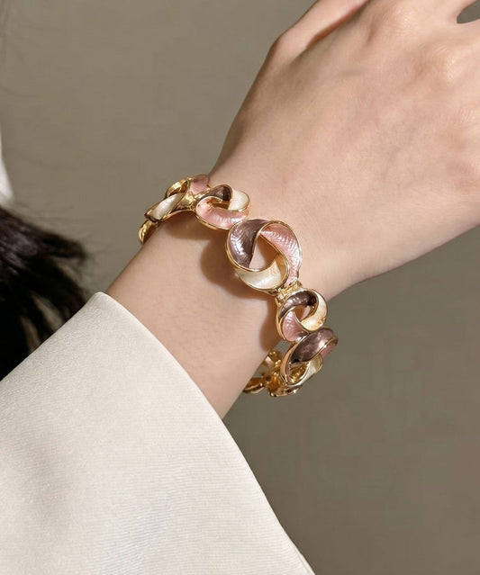 2026 New Coffee Alloy Hollow Out Floral Bangle