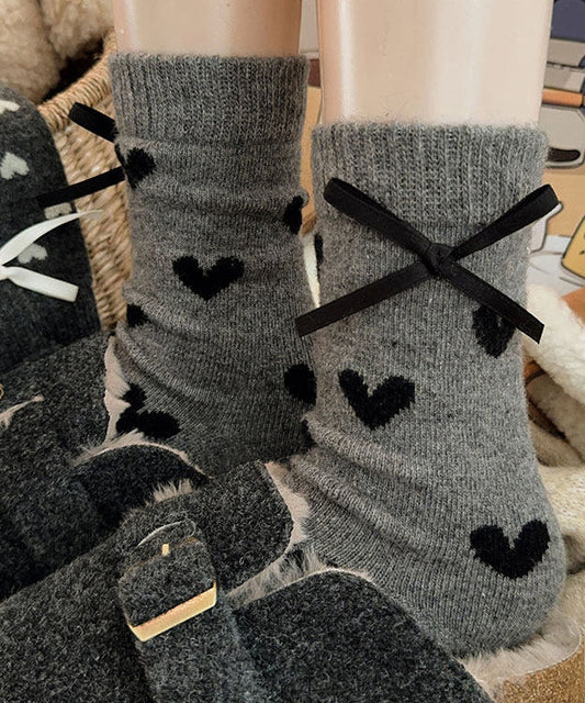 2026 New Cozy Jacquard Bow Cotton Crew Socks