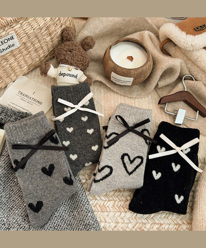 2026 New Cozy Jacquard Bow Cotton Crew Socks