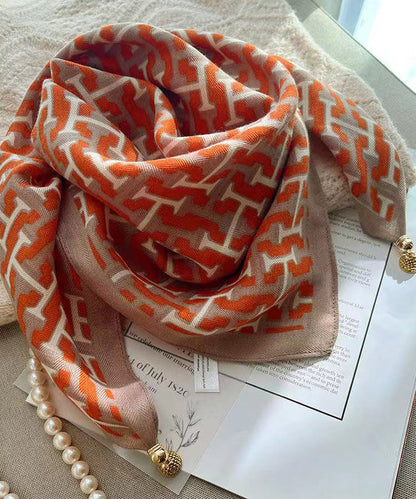 2026 New Fashionable Versatile Orange Print Scarf