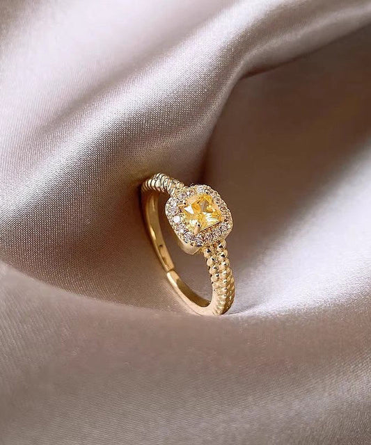 2026 New Gold Copper Alloy Zircon Rings