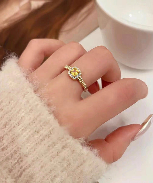 2026 New Gold Copper Alloy Zircon Rings